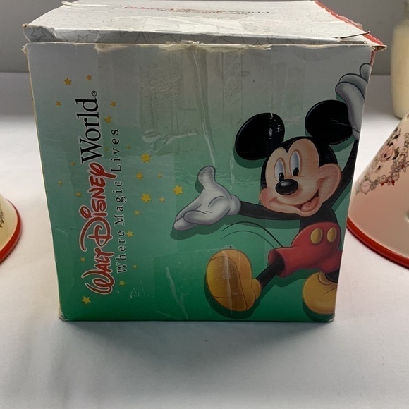 RARE Vintage Disney Victorian Mickey & Minnie Ceramic Jar Candle Lamp Shades SET - Picture 13 of 16
